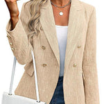 Nadorine Business Casual Double Breasted Tweed Blazer