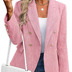 Nadorine Business Casual Double Breasted Tweed Blazer
