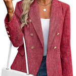 Nadorine Business Casual Double Breasted Tweed Blazer