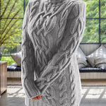 Nadorine Women's Casual Cable Knit Turtleneck Sweater Dress