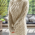 Nadorine Women's Casual Cable Knit Turtleneck Sweater Dress
