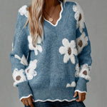 Soft Floral Jacquard Knit Sweater