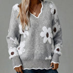 Soft Floral Jacquard Knit Sweater