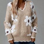 Soft Floral Jacquard Knit Sweater
