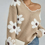 Soft Floral Jacquard Knit Sweater