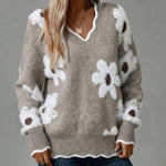 Soft Floral Jacquard Knit Sweater
