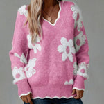 Soft Floral Jacquard Knit Sweater