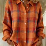 Nadorine Women's Classic Loose Fit Checked Knit Cardigan