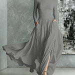 Elegant Turtleneck Pullover Pocket Long Skirt Set