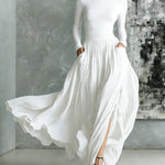 Elegant Turtleneck Pullover Pocket Long Skirt Set
