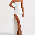 High Slit Strapless Evening Party Dress