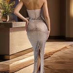 Sparkling Rhinestone Bodycon Strapless Dress