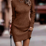 Nadorine Women's Classic A-Line Long Sleeve Knit Dress