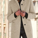 Nadorine Classic Stand Collar Button Tweed Coat