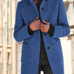 Nadorine Classic Stand Collar Button Tweed Coat