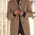Nadorine Classic Stand Collar Button Tweed Coat