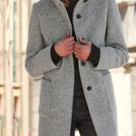 Nadorine Classic Stand Collar Button Tweed Coat