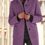 Nadorine Classic Stand Collar Button Tweed Coat