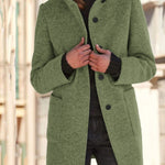 Nadorine Classic Stand Collar Button Tweed Coat