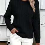 Nadorine Classic Loose Fit Crew Neck Cable Knit Sweater