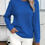 Nadorine Classic Loose Fit Crew Neck Cable Knit Sweater