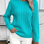 Nadorine Classic Loose Fit Crew Neck Cable Knit Sweater