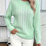 Nadorine Classic Loose Fit Crew Neck Cable Knit Sweater