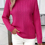 Nadorine Classic Loose Fit Crew Neck Cable Knit Sweater