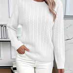 Nadorine Classic Loose Fit Crew Neck Cable Knit Sweater