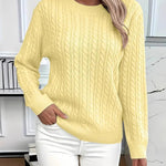 Nadorine Classic Loose Fit Crew Neck Cable Knit Sweater