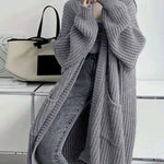 Nadorine Women's Comfy Loose Fit Chunky Knit Long Cardigan