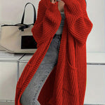 Nadorine Women's Comfy Loose Fit Chunky Knit Long Cardigan