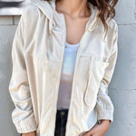 Stylish Essential Corduroy Hooded Jacket