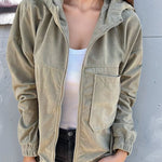 Stylish Essential Corduroy Hooded Jacket