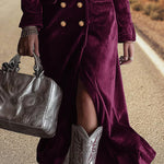 Elegant Velvet Double-Breasted Suit Dress