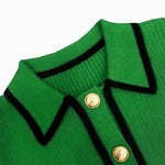 Nadorine Casual Colorblock Crop Polo Sweater