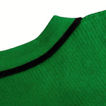 Nadorine Casual Colorblock Crop Polo Sweater