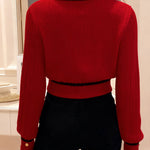 Nadorine Casual Colorblock Crop Polo Sweater