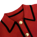 Nadorine Casual Colorblock Crop Polo Sweater