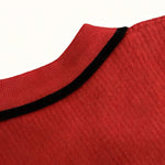 Nadorine Casual Colorblock Crop Polo Sweater
