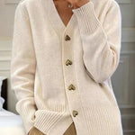 Nadorine Women's Cozy Heart Shaped Button Knit Cardigan