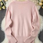 Nadorine Women's Cozy Heart Shaped Button Knit Cardigan