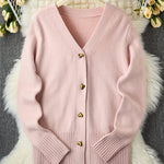 Nadorine Women's Cozy Heart Shaped Button Knit Cardigan