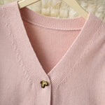 Nadorine Women's Cozy Heart Shaped Button Knit Cardigan