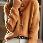 Retro Stand Collar Knitted Cardigan