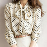 Nadorine Polka Dot Print Bow Tie Neck Office Blouse for Women Casual Work Office Loose Fit 2026 | Under $40