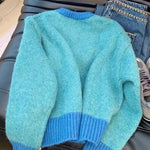 Nadorine Women's Casual Loose Fit Color Mixed Knitted Cardigan