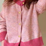 Nadorine Women's Casual Loose Fit Color Mixed Knitted Cardigan