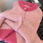 Nadorine Women's Casual Loose Fit Color Mixed Knitted Cardigan