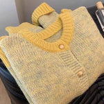 Nadorine Women's Casual Loose Fit Color Mixed Knitted Cardigan